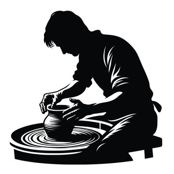 recommend clip art: Silhouette of a Person Making Pottery