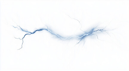 Fototapeta premium Dynamic lightning bolt frozen in mid-strike isolated on a white background. Weather phenomena isolated on white. Photo realistic photo. 