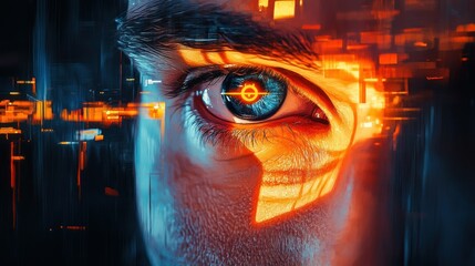 A Close-Up of a Human Eye with Digital Overlay