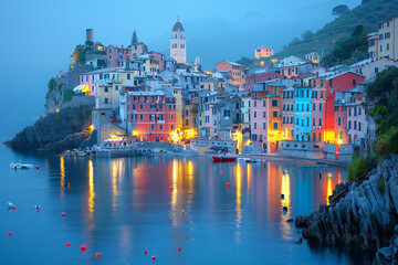 Fototapeta premium Porto Venero Harbor Landscape at Sunset