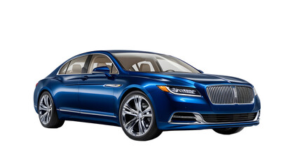 Obraz premium High-End Blue Sedan with Sleek Design and Chrome Accents, Isolated for Versatile Use