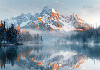 Reflection of Grand Teton Landscape