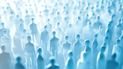 Fototapeta premium Abstract Blurry Blue Silhouettes of a Crowd of People