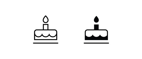 birthday cake icon button, vector, sign, symbol, logo, illustration, editable stroke, flat design style isolated on white