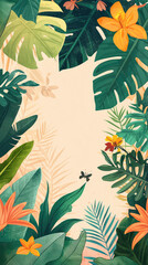 Fototapeta premium A vibrant jungle background filled with lush greenery and colorful flowers