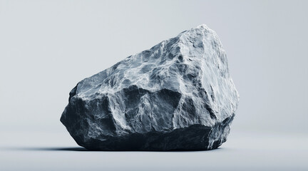 A large grey rock sits on a grey background all by itself. isolated on a solid gray background. Illustrations
