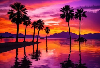 breathtaking sunset over serene getaway vibrant colors tranquil reflections sky, clouds, horizon, nature, scenery, beauty, landscape, evening, light, warmth