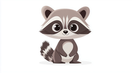 Fototapeta premium Illustration of a cute cartoon raccoon isolated on a white background. Cute cartoon animals. cartoons. Illustrations 