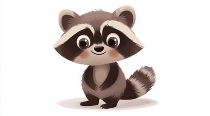 Fototapeta premium Illustration of a cute cartoon raccoon isolated on a white background. Cute cartoon animals. cartoons. Illustrations 