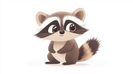 Fototapeta premium Illustration of a cute cartoon raccoon isolated on a white background. Cute cartoon animals. cartoons. Illustrations 
