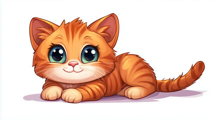 Fototapeta premium Illustration of a cute cat raccoon isolated on a white background. Cute cartoon animals. cartoons. Illustrations 