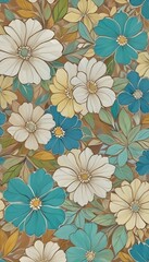 digital painting A colorful floral mosaic pattern