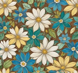 Obraz premium digital painting A colorful floral mosaic pattern