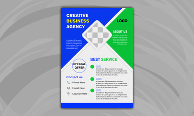 Modern Business Flyer Design - Engaging For Professional Services | Multi color theme | Blue & Green | Geometric Design | Modern Typography 