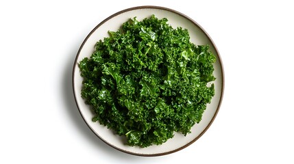Fresh kale salad on a white background: healthy green leafy vegetable dish