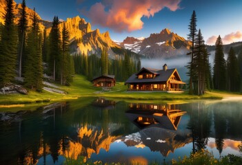 breathtaking mountain vistas featuring luxurious accommodation options surrounded majestic nature, adventure, attraction, backpacking, beauty, cabin