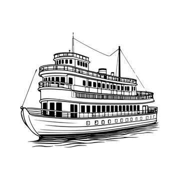 recommend clip art: riverboat silhouette vector , black color silhouette solid white background