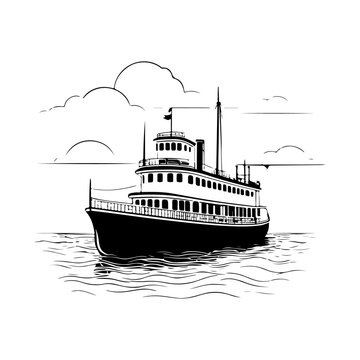 recommend clip art: riverboat silhouette vector , black color silhouette solid white background