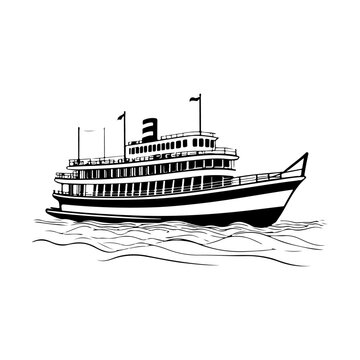 recommend clip art: riverboat silhouette vector , black color silhouette solid white background