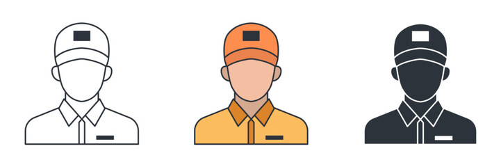 Delivery Person, courier delivery icon symbol vector illustration isolated on white background
