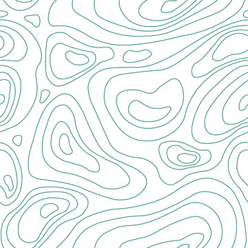 Seamless pattern topographic map ocean soda water wave abstract simple elegant minimal modern wavy line curve mountain nature green color flow art design chill hypnosis vector texture.