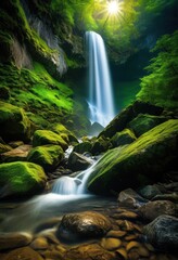 breathtaking landscapes showcasing untamed nature trails lush majestic serene waterfalls pristine environment, adventure, exploration, beauty, cliff, cloud