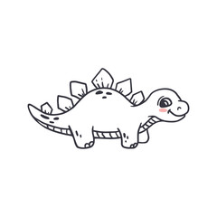 Cute cartoon dinosaur isolated on white. Dino doodle character in doodle style for children . Funny Kids coloring page. Vector illustration