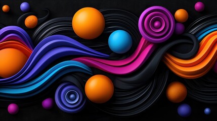 Futuristic 3D Abstract Art with Vibrant Colors and Dimensional Shapes