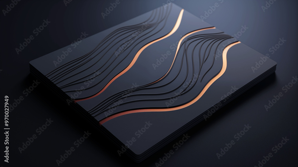 Wall mural a black and gold object with a wave pattern