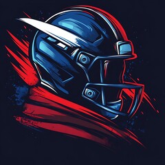 Fototapeta premium Abstract American Football Helmet Illustration with Red and Blue