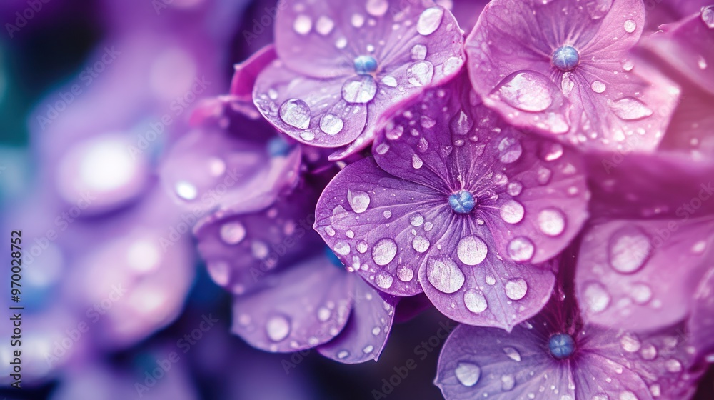 Poster Hydrangea Blossom Dew Drops