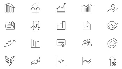 Growth line icon collection. Pack pictograms with leadership, vision, mentor, skill, creativity, work hard, motivation, compensation, human resources, and development icon set. UI outline icon pack.