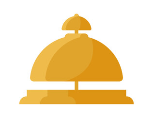 Hotel element concept. Golden ring for reception. Holiday and vacation, tourism. Sticker for social networks and messengers. Flat vector illustration isolated on white background