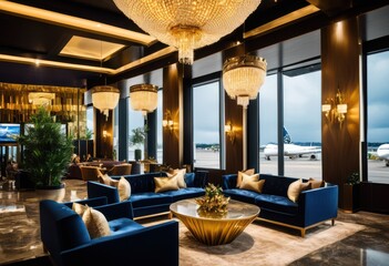 luxurious airport lounge atmosphere cozy elegant relaxing ambiance travelers seeking comfort style, luxury, seating, decor, comfortable, furnishings, stylish
