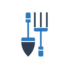 Pitchfork And Shovel Icon - Garden Tool Icon