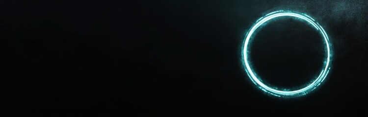 A glowing circular shape against a dark background with vibrant blue tones during nighttime