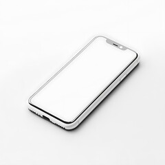 White Smartphone Mockup with Blank Screen on White Background