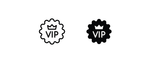 Vip label, badge tag icon. basic luxury premium quality elements Crown, rich, expensive, jewelry, VIP line and flat icons set, editable stroke isolated on white, linear vector outline illustration
