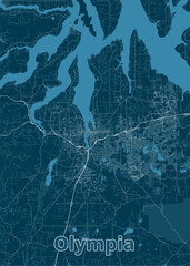 Olympia, Washington, USA artistic blueprint map poster