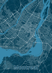 Montreal, Quebec, Canada artistic blueprint map poster