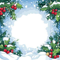 Christmas scene theme border illustration with transparency