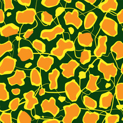 Seamless pattern with abstract silhouettes of different shapes and chaotic lines. Vector graphics.