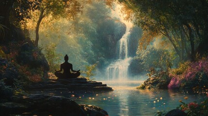 Tranquil meditation amidst nature's embrace, where freedom flows and wellness flourishes.