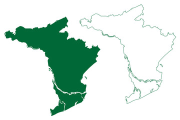 East Godavari district (Andhra Pradesh State, Republic of India) map vector illustration, scribble sketch East Godavari map