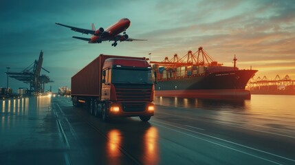 Cargo Transport at Sunset