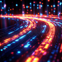 neon digital pictures of the future, gadgets, backlighting colorful rainbow beautiful magical mystery on a black dark background illustration empty mystical simple