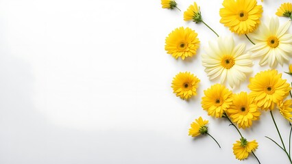 A minimalist image of vibrant yellow flowers on a white background with space for copy, perfect for designs or promotions.







