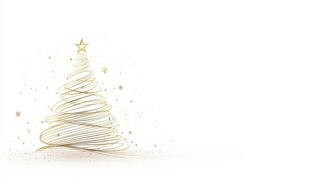 Minimalist christmas card background with elegant gold tree design for holiday greetings.