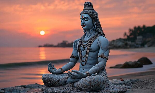 Shiva statue on the beach