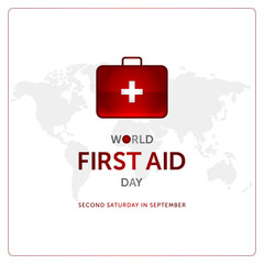 second saturday in september world first aid day concept design vector illustration